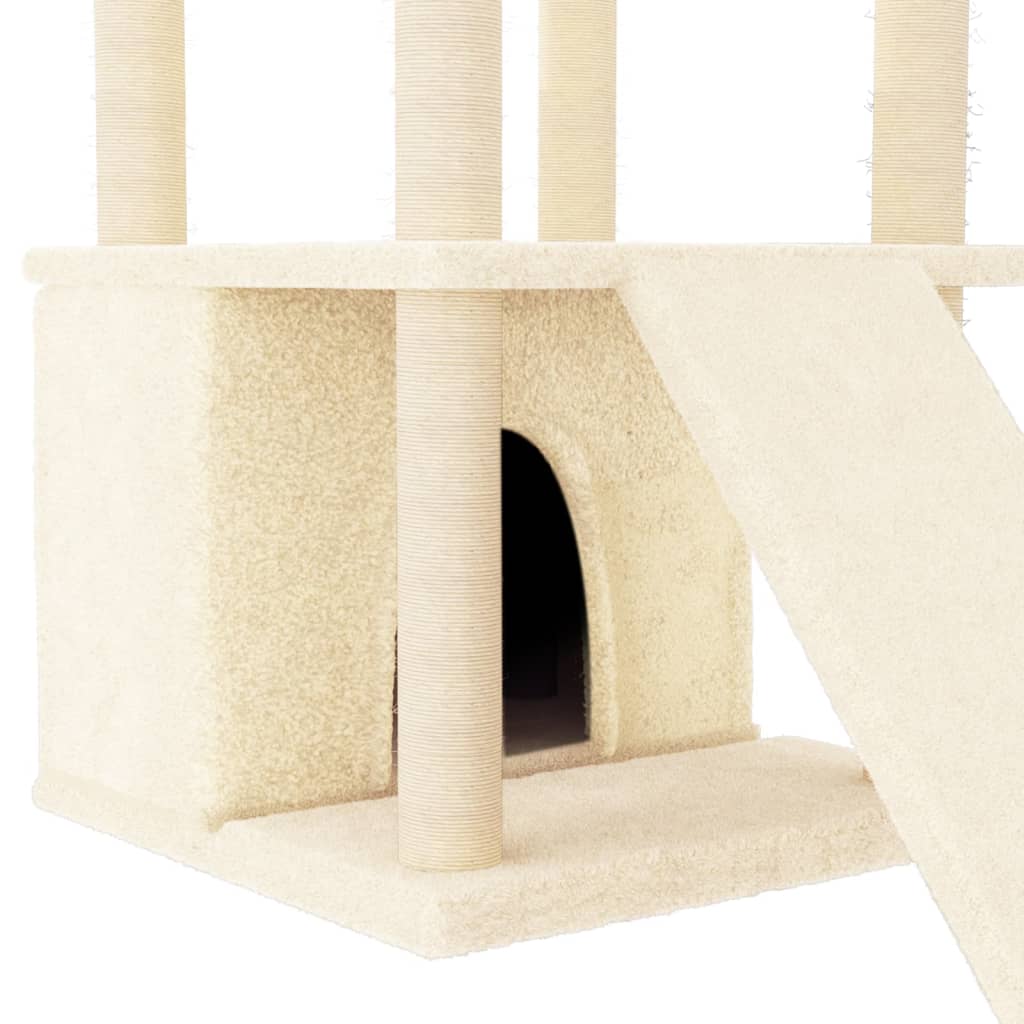 Albero per Gatti con Tiragraffi in Sisal Crema 133 cm - homemem39