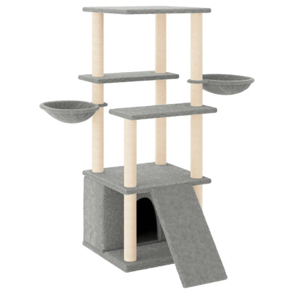 Albero per Gatti con Tiragraffi in Sisal Grigio Chiaro 133 cm - homemem39