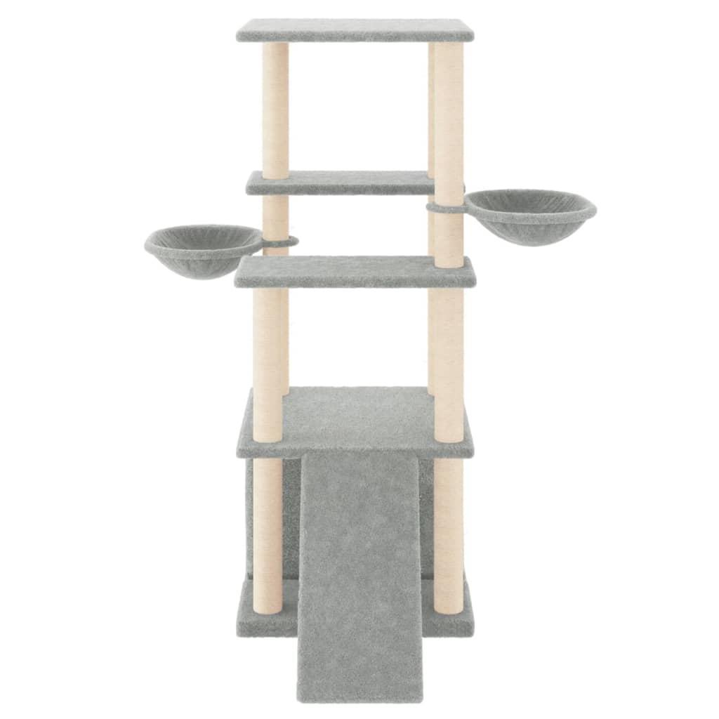 Albero per Gatti con Tiragraffi in Sisal Grigio Chiaro 133 cm - homemem39