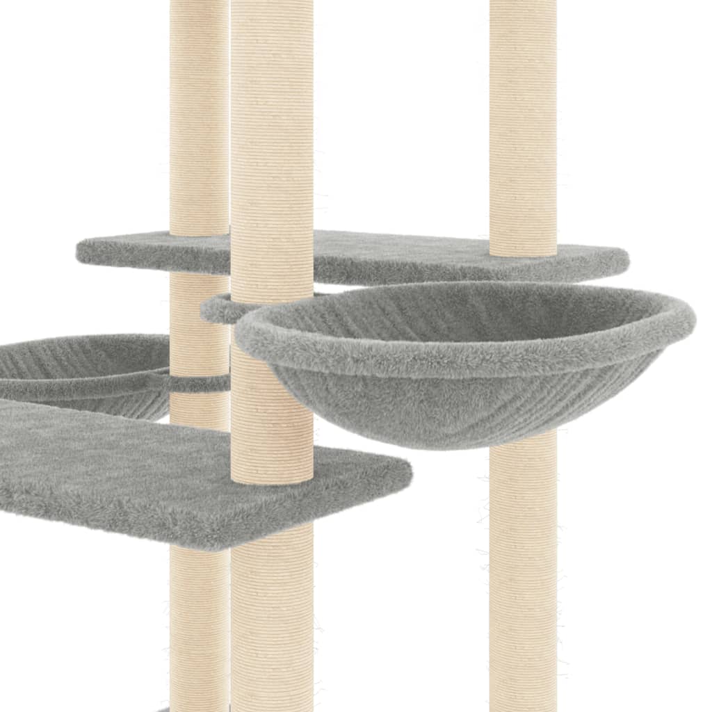 Albero per Gatti con Tiragraffi in Sisal Grigio Chiaro 133 cm - homemem39