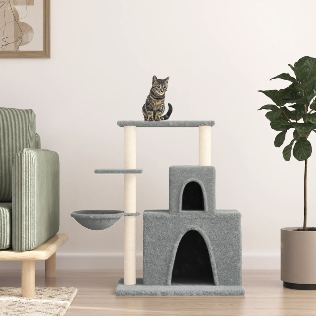 Albero per Gatti con Tiragraffi in Sisal Grigio Chiaro 83 cm - homemem39
