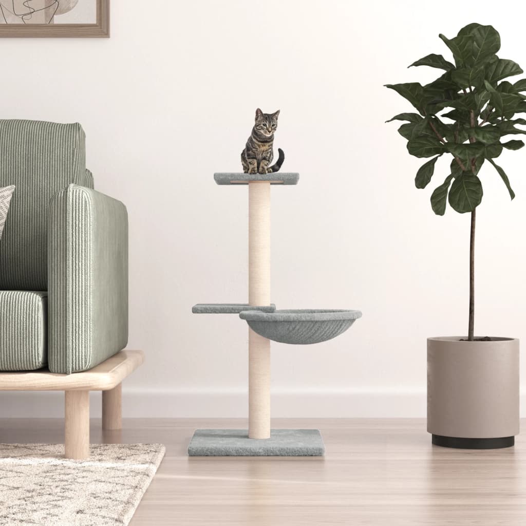 Albero per Gatti con Tiragraffi in Sisal Grigio Chiaro 72 cm | homemem39