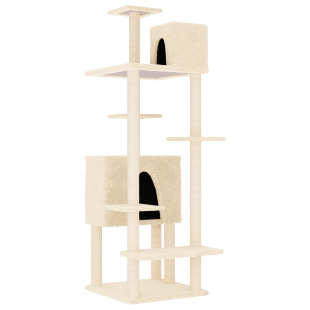 Albero per Gatti con Tiragraffi in Sisal Crema 154 cm - homemem39