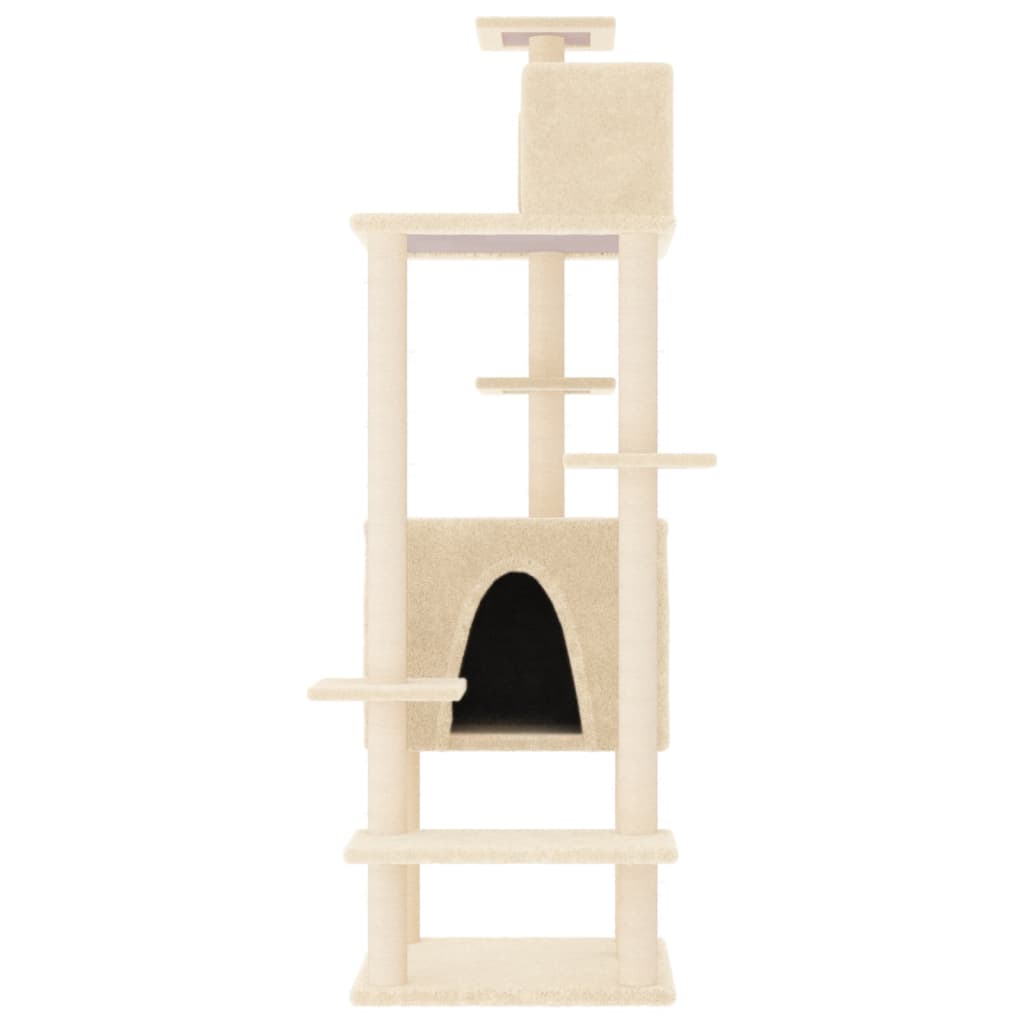Albero per Gatti con Tiragraffi in Sisal Crema 154 cm - homemem39