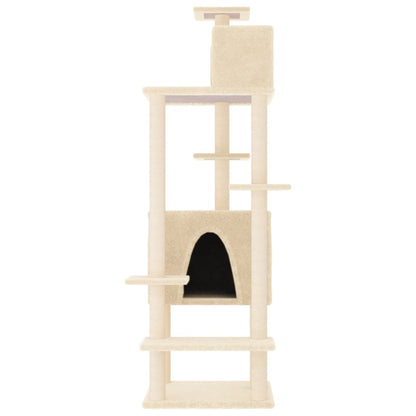 Albero per Gatti con Tiragraffi in Sisal Crema 154 cm - homemem39