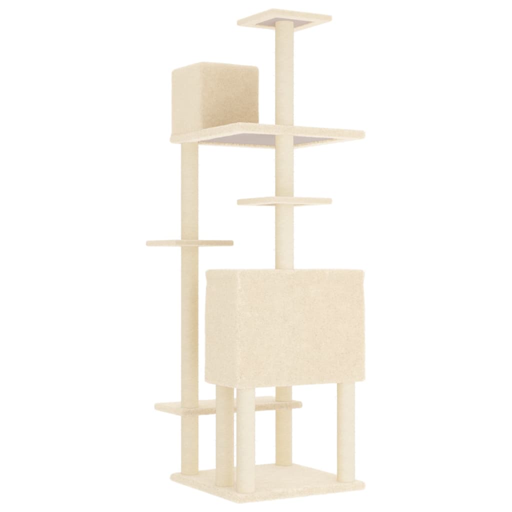 Albero per Gatti con Tiragraffi in Sisal Crema 154 cm - homemem39