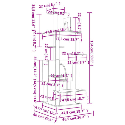 Albero per Gatti con Tiragraffi in Sisal Grigio Chiaro 154 cm - homemem39