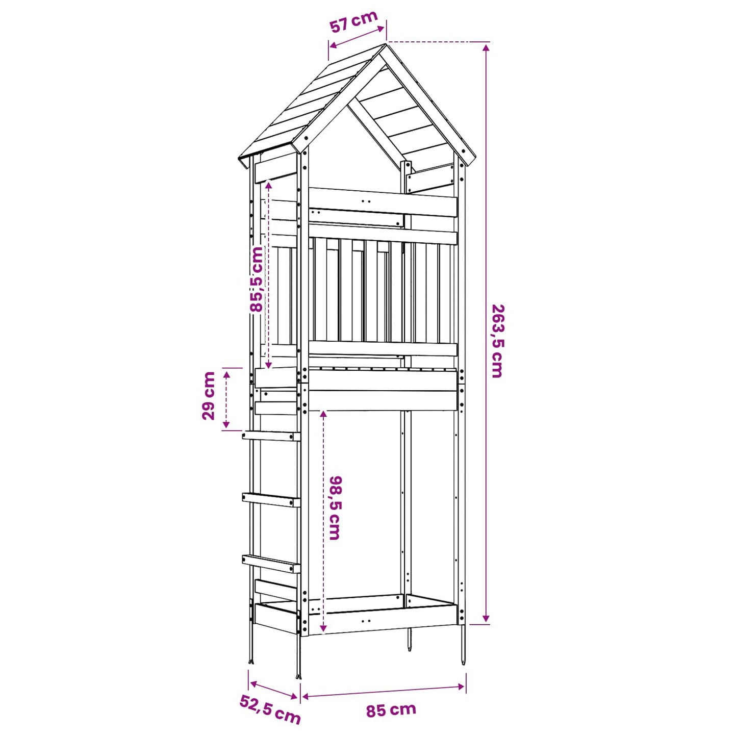 Torre da Gioco per Esterni Naturale Legno Douglas Solido | homemem39