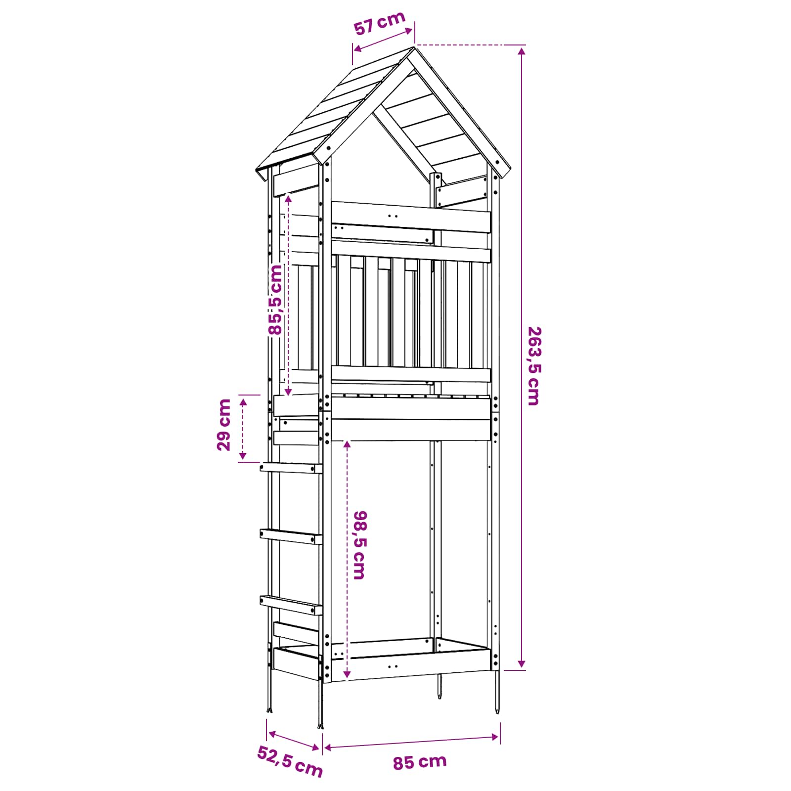 Torre da Gioco per Esterni Naturale Legno Douglas Solido | homemem39