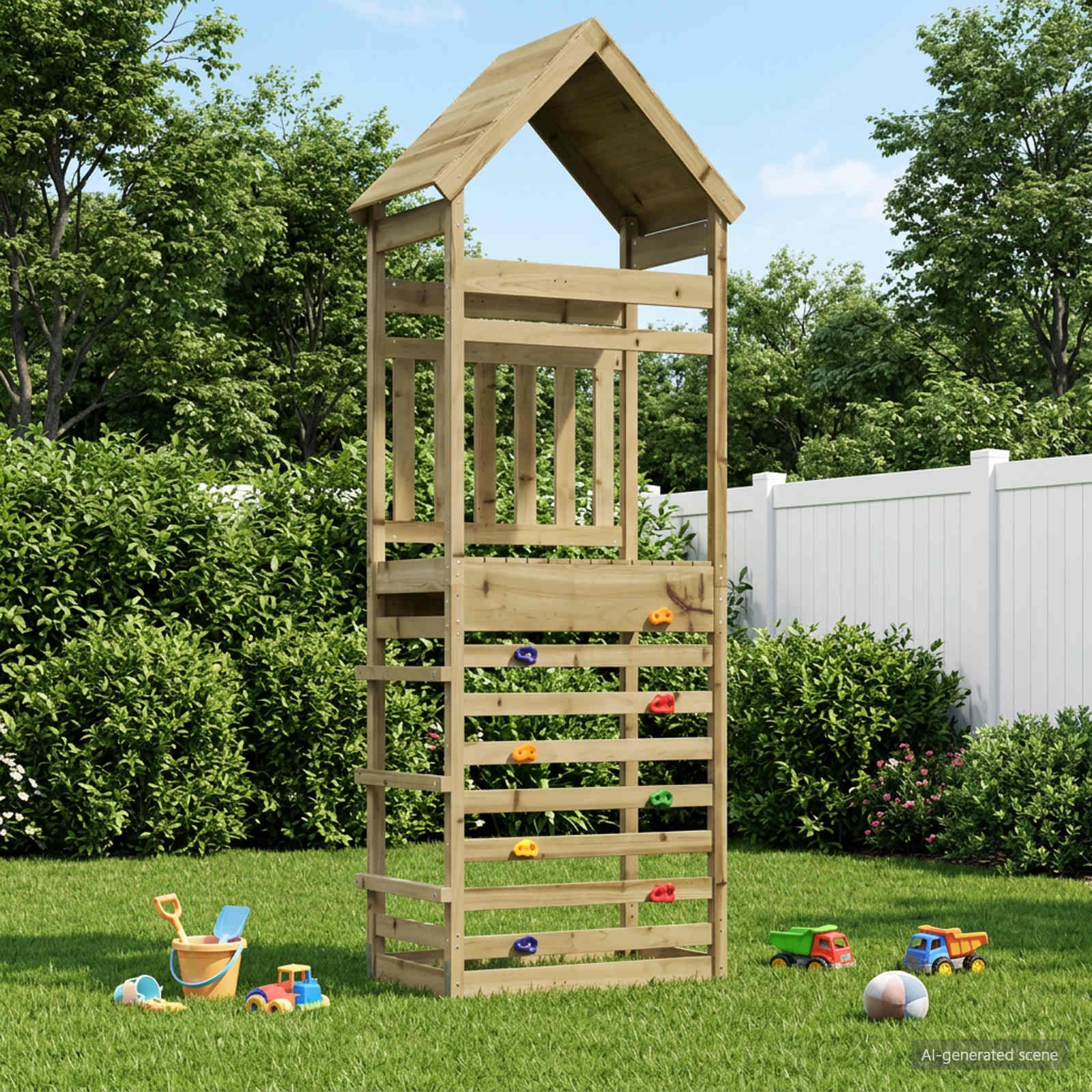Torre da Gioco per Esterni Naturale Pino Solido Impregnato | homemem39