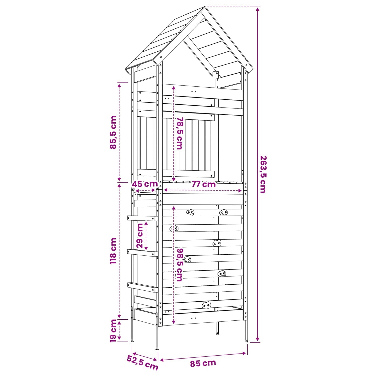 Torre da Gioco per Esterni Naturale Pino Solido Impregnato | homemem39