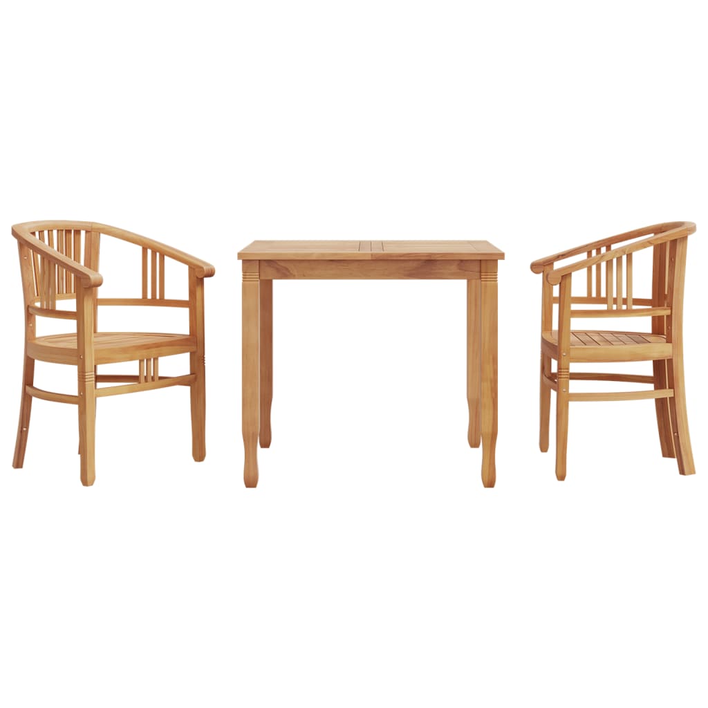 Set da Pranzo per Giardino 3 pz in Legno Massello di Teak - homemem39