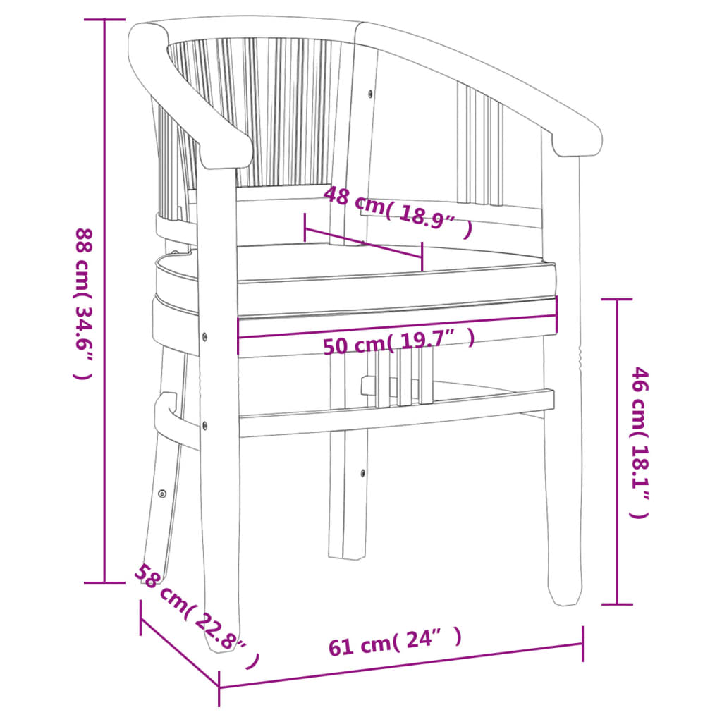 Set da Pranzo per Giardino 3 pz in Legno Massello di Teak - homemem39