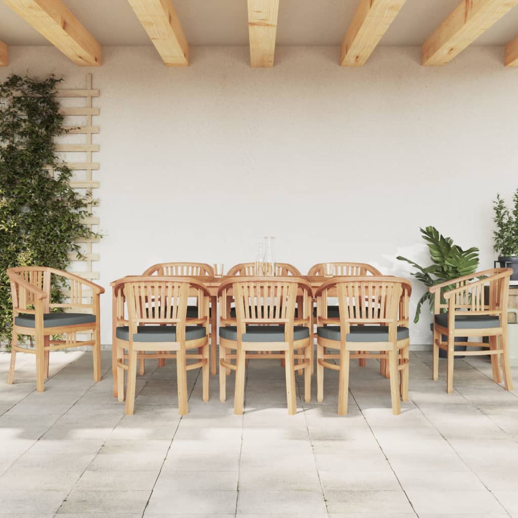 9-piece Garden Dining Set in Solid Teak Wood