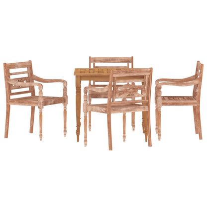 Batavia Chairs 4 pcs in Washed White Solid Teak Wood
