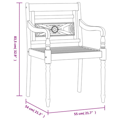 Batavia Chairs 4 pcs in Washed White Solid Teak Wood