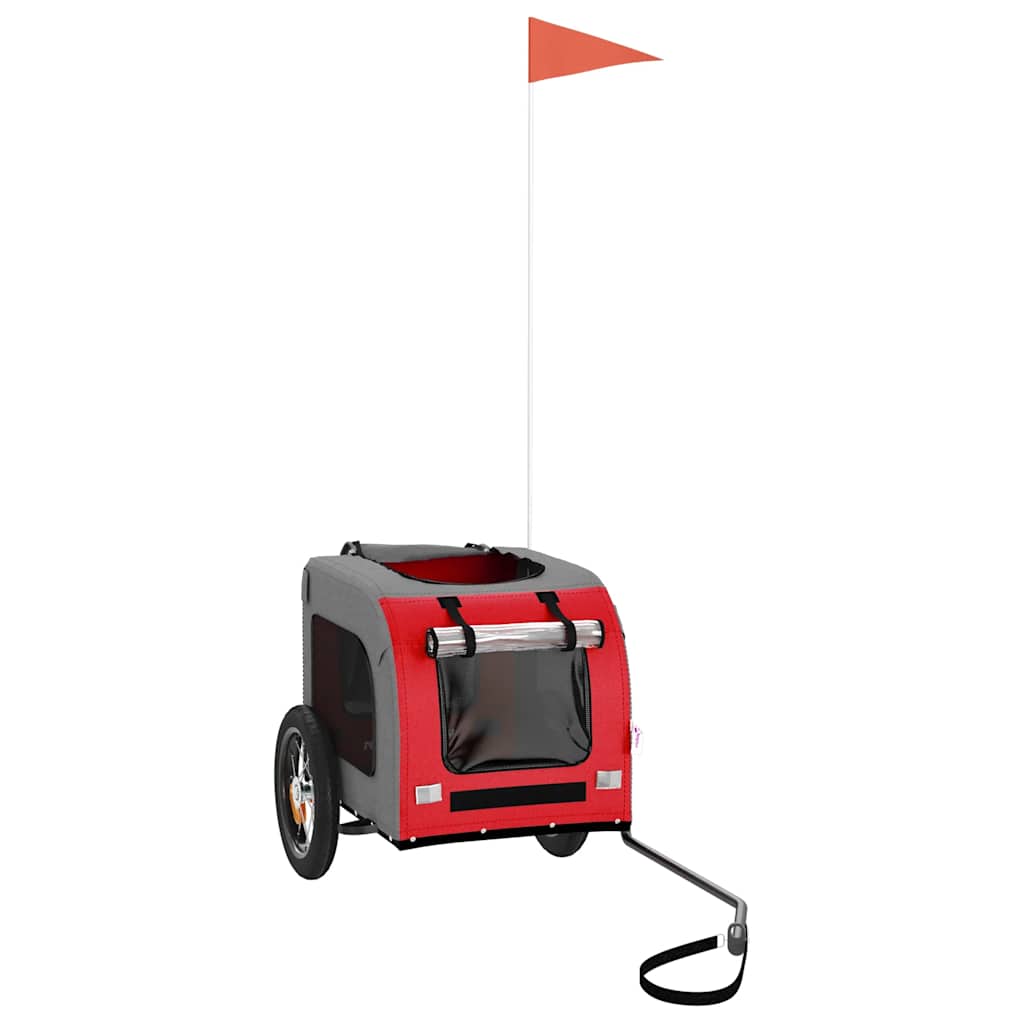 Rimorchio da Bici per Animali Rosso e Grigio Oxford e Ferro - homemem39