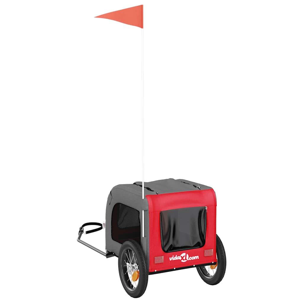 Rimorchio da Bici per Animali Rosso e Grigio Oxford e Ferro - homemem39