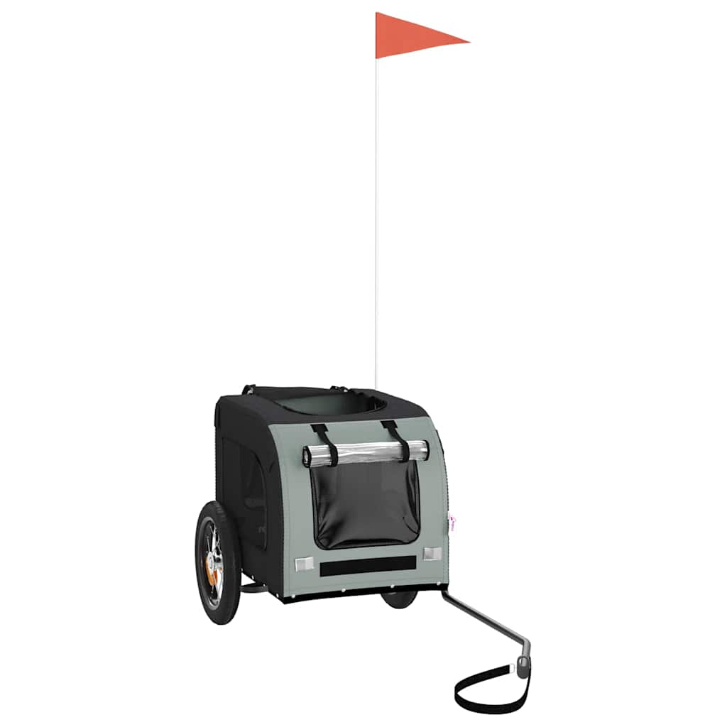 Rimorchio da Bici per Animali Grigio e Nero Oxford e Ferro - homemem39