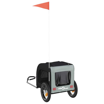 Rimorchio da Bici per Animali Grigio e Nero Oxford e Ferro - homemem39