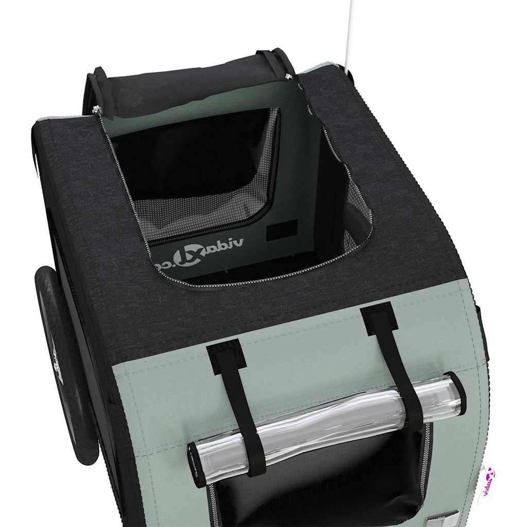 Rimorchio da Bici per Animali Grigio e Nero Oxford e Ferro - homemem39