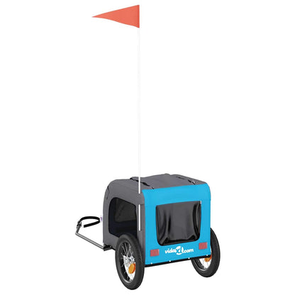 Rimorchio da Bici per Animali Blu e Grigio Oxford e Ferro - homemem39