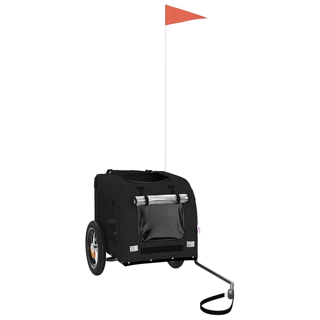 Rimorchio da Bici per Animali Nero Oxford e Ferro