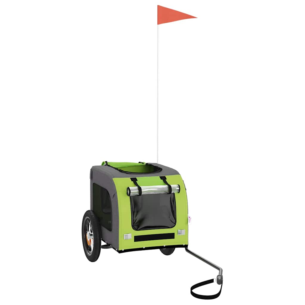 Rimorchio da Bici per Animali Verde e Grigio Oxford e Ferro - homemem39