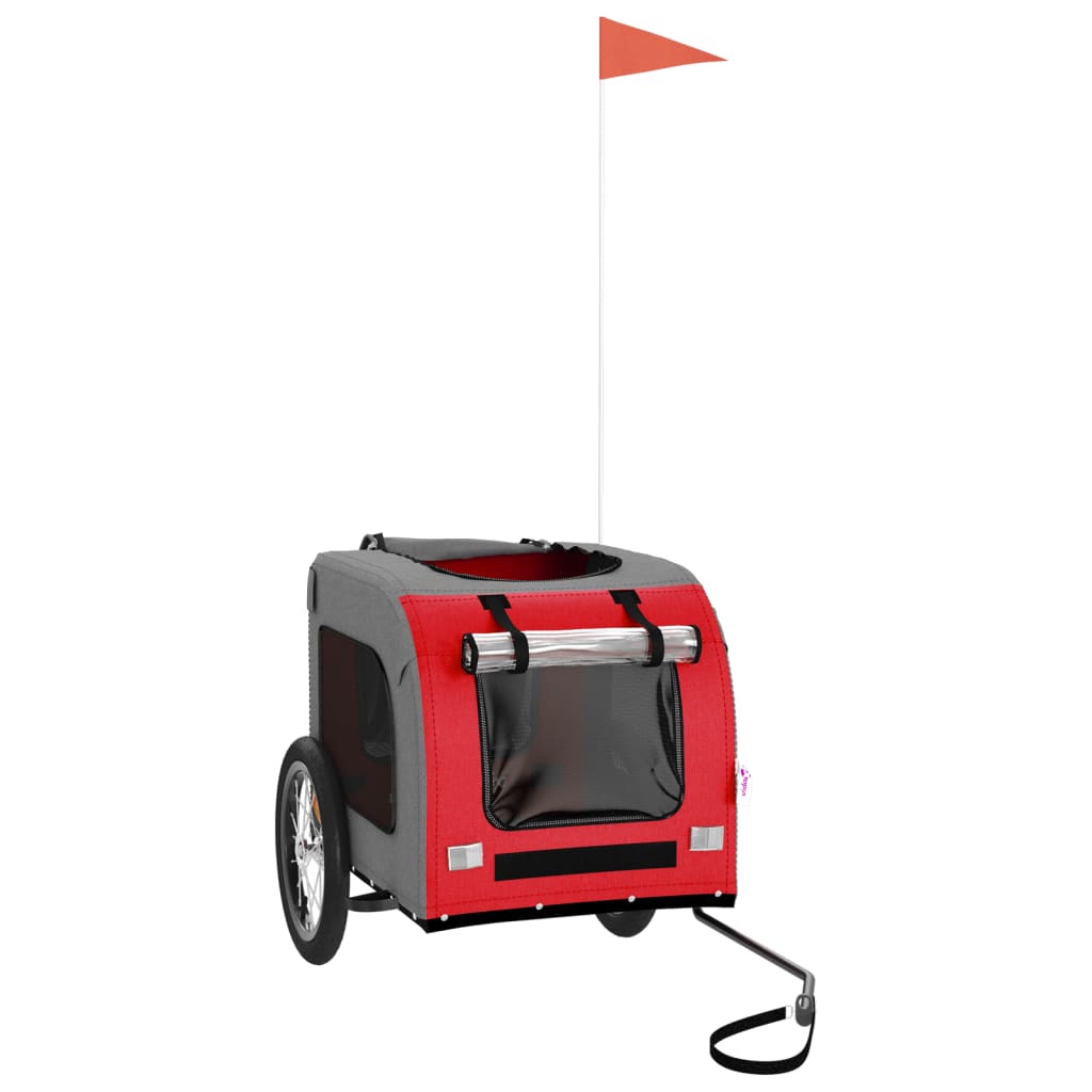 Rimorchio da Bici per Animali Rosso e Grigio Oxford e Ferro - homemem39