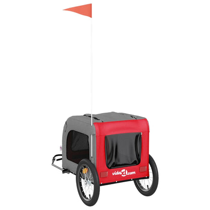 Rimorchio da Bici per Animali Rosso e Grigio Oxford e Ferro - homemem39