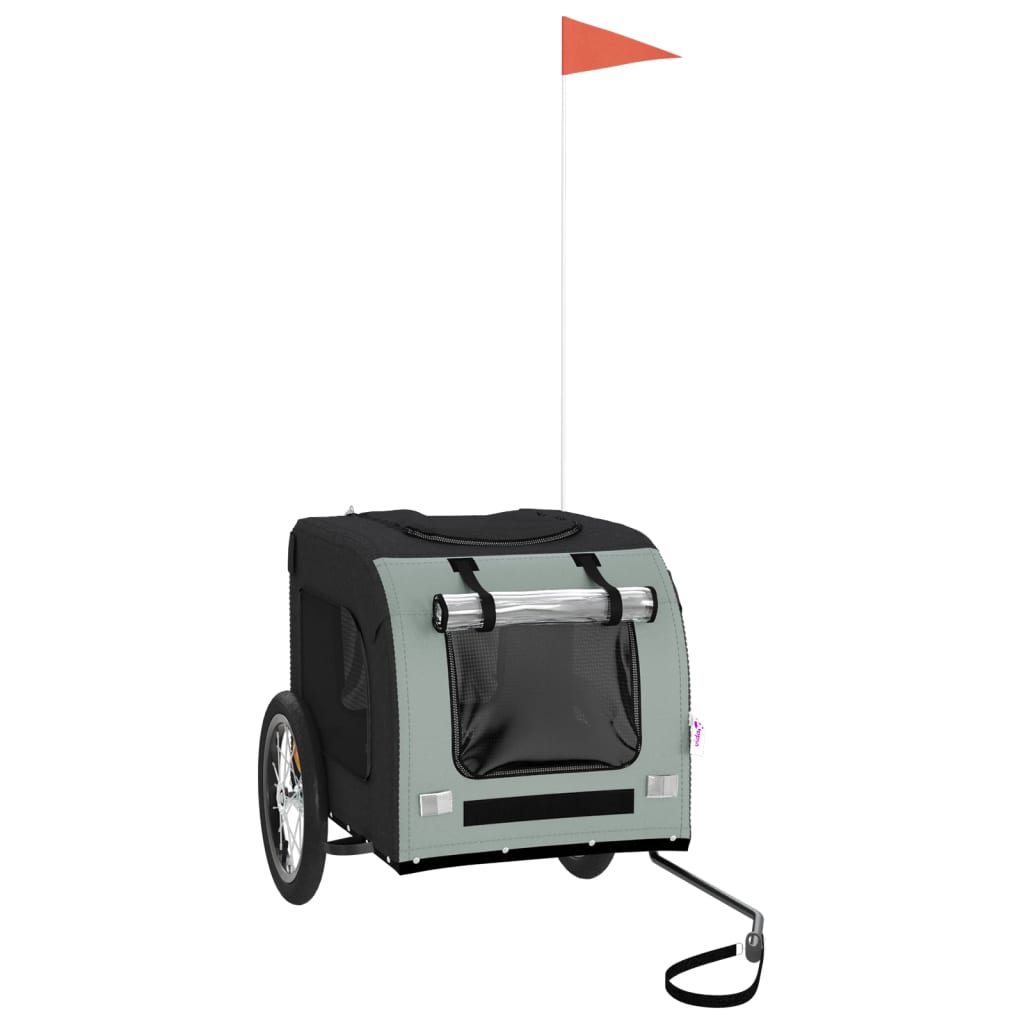 Rimorchio da Bici per Animali Nero e Grigio Oxford e Ferro - homemem39