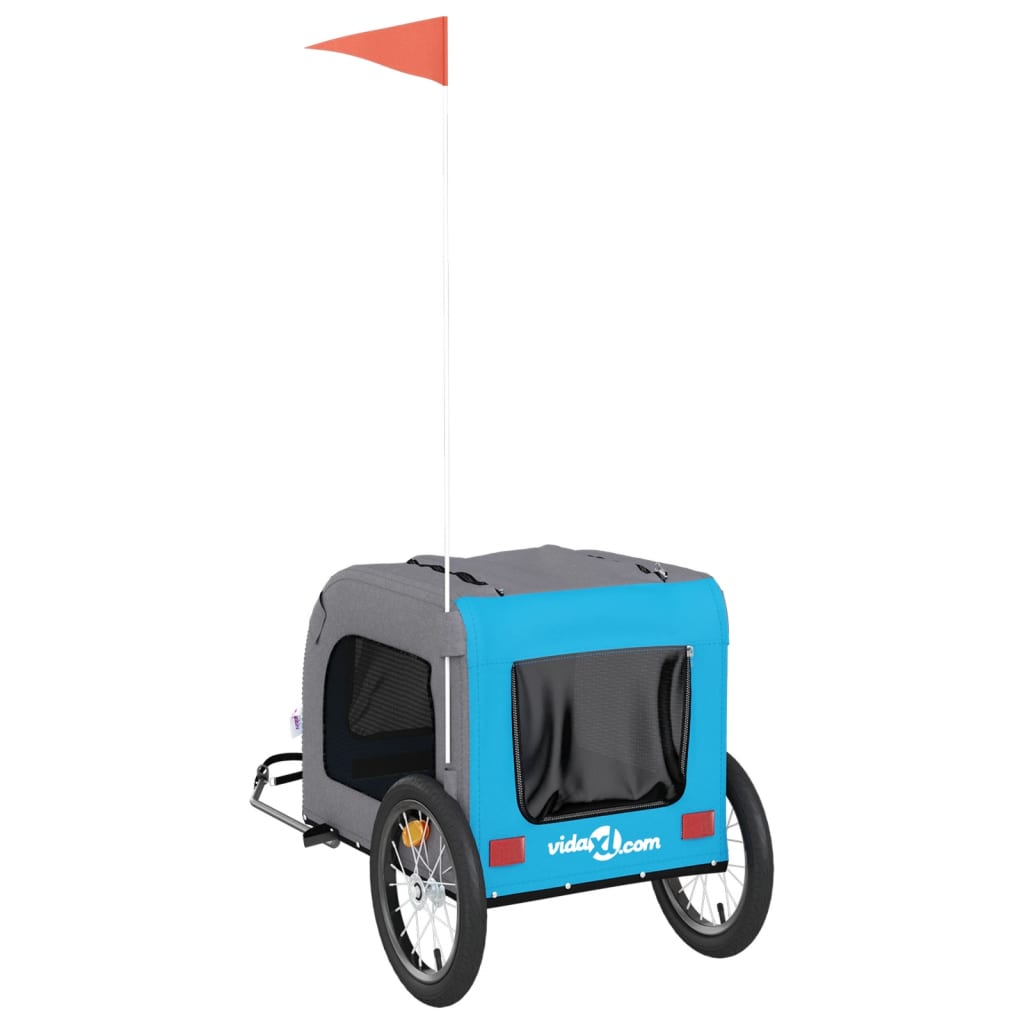 Rimorchio da Bici per Animali Blu e Grigio Oxford e Ferro - homemem39