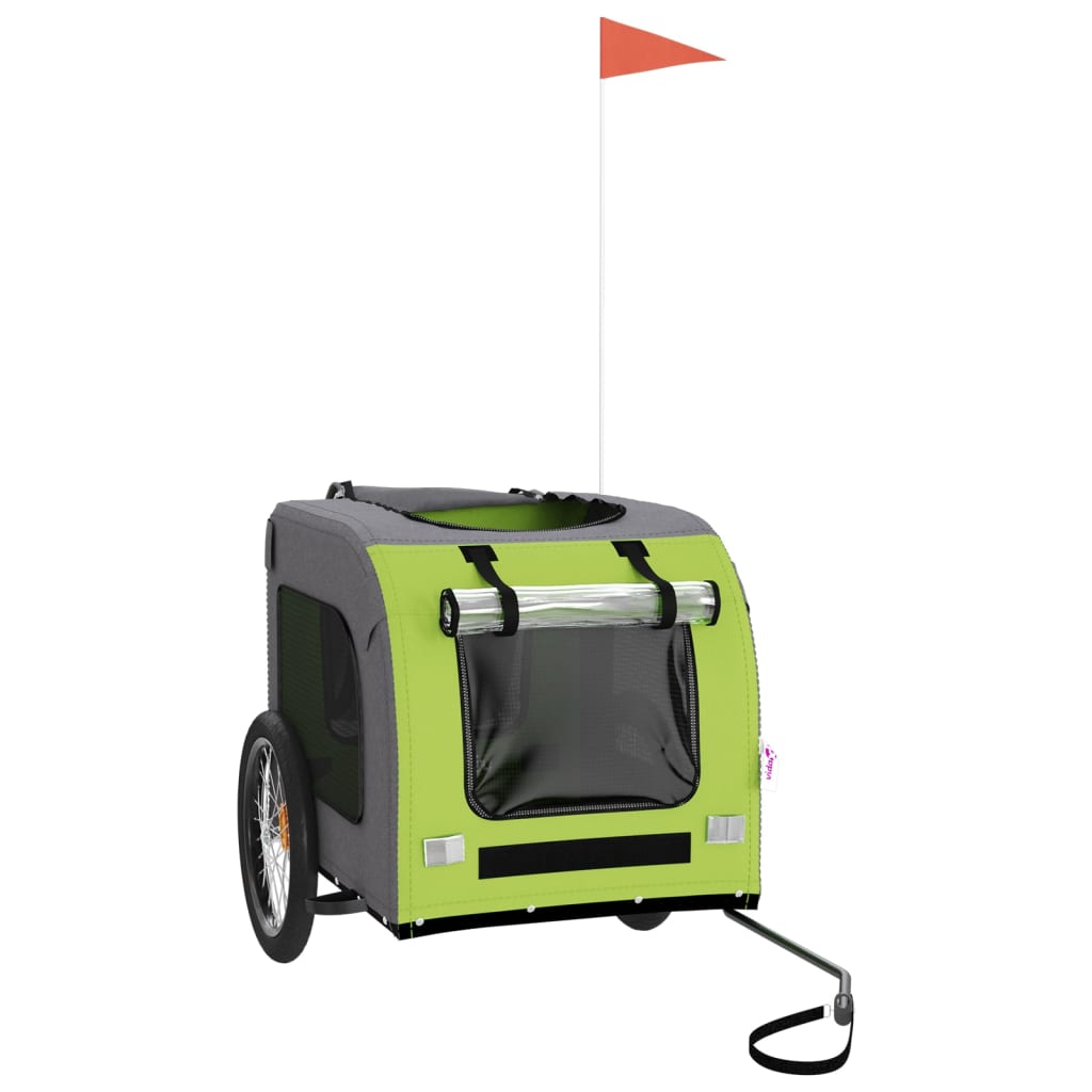 Rimorchio da Bici per Animali Verde e Grigio Oxford e Ferro - homemem39