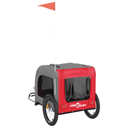 Rimorchio da Bici per Animali Rosso e Grigio Oxford e Ferro - homemem39