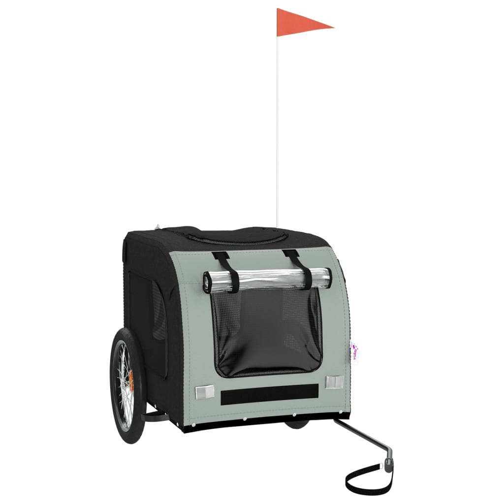 Rimorchio da Bici per Animali Grigio e Nero Oxford e Ferro - homemem39