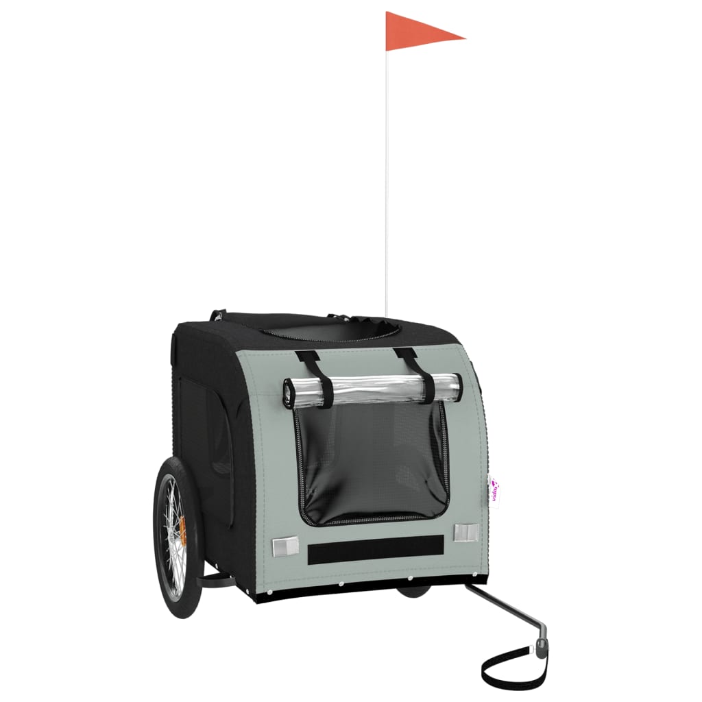 Rimorchio da Bici per Animali Grigio e Nero Oxford e Ferro - homemem39