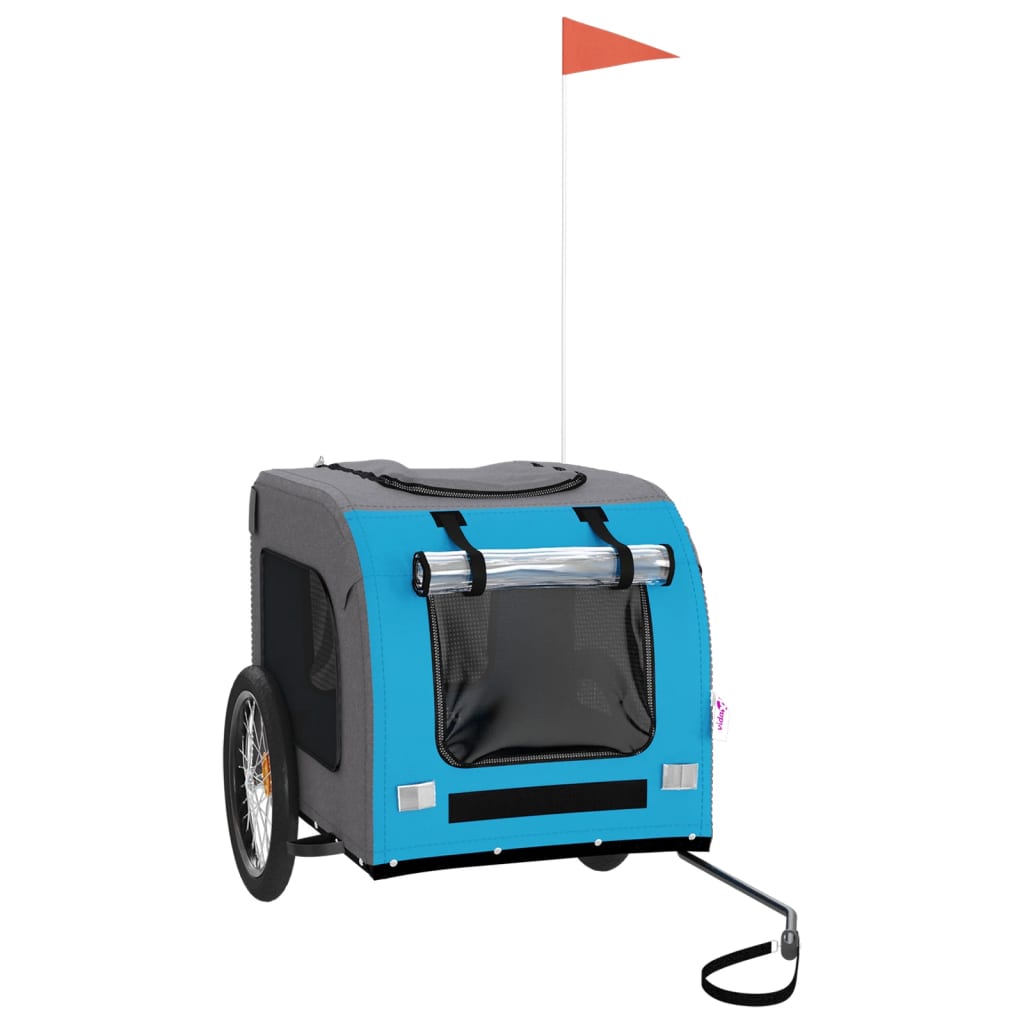 Rimorchio da Bici per Animali Blu e Grigio Oxford e Ferro - homemem39