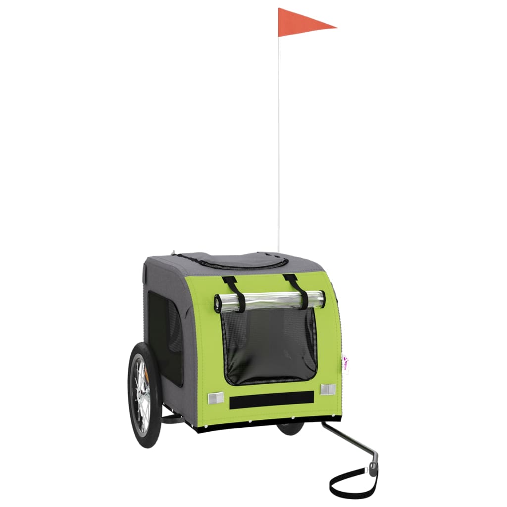 Rimorchio da Bici per Animali Verde e Grigio Oxford e Ferro - homemem39