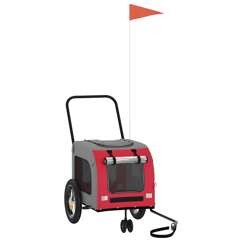 Rimorchio per bicicletta per animali domestici Rosso e grigio