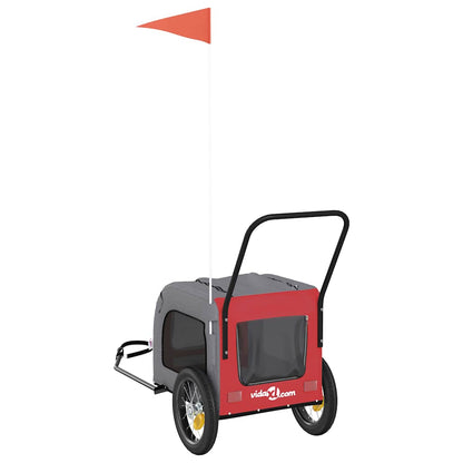 Rimorchio per bicicletta per animali domestici Rosso e grigio