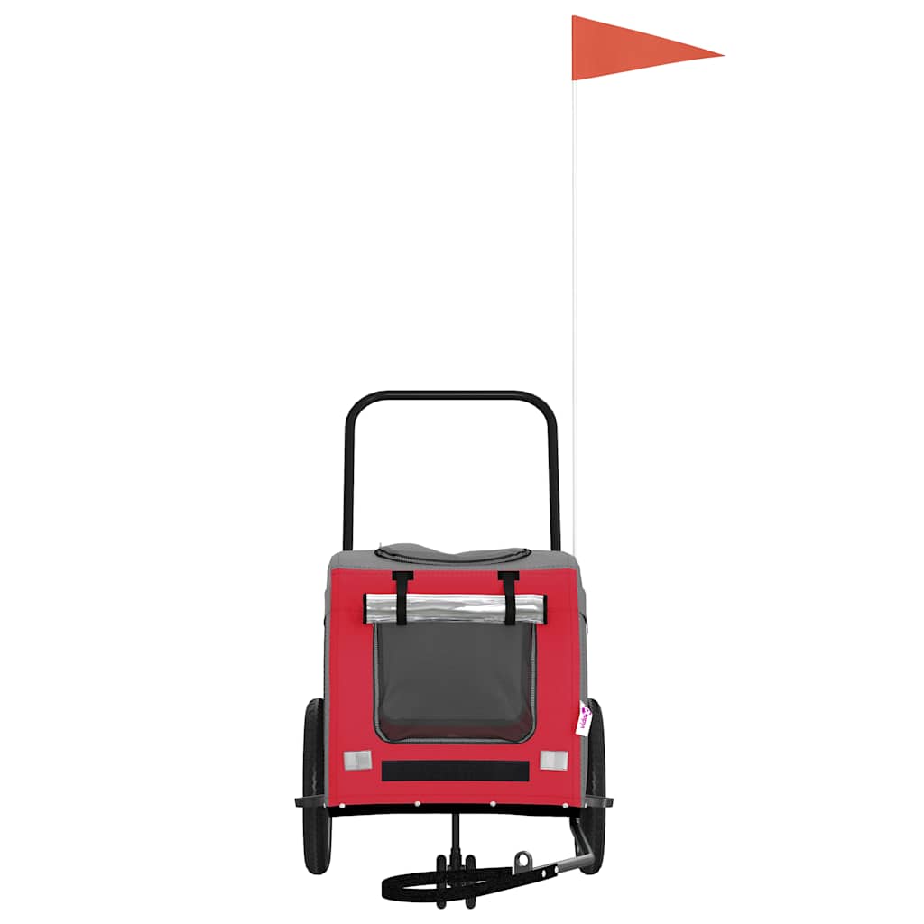 Rimorchio per bicicletta per animali domestici Rosso e grigio