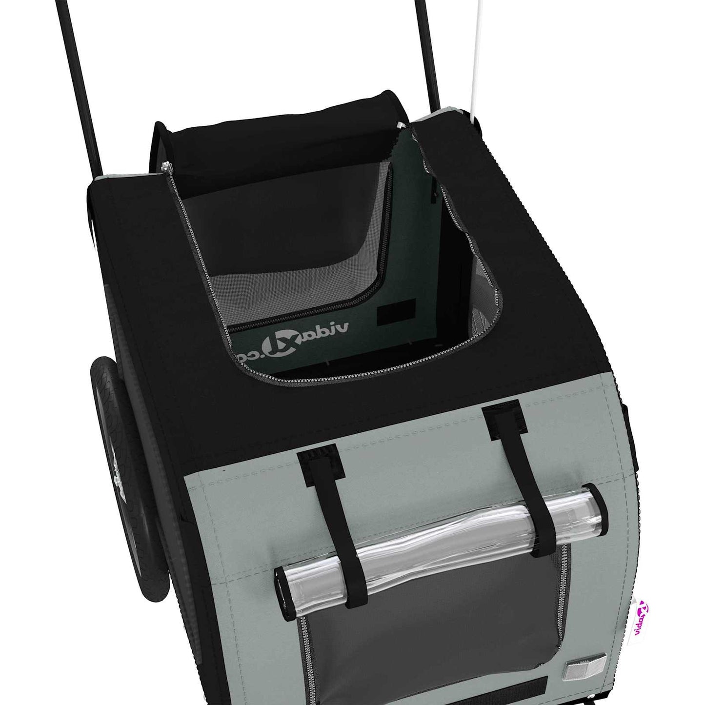 Rimorchio per bicicletta per animali domestici Grigio e Nero