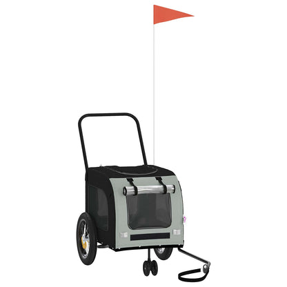 Rimorchio per bicicletta per animali domestici Grigio e Nero