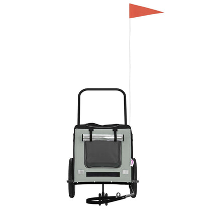 Rimorchio per bicicletta per animali domestici Grigio e Nero