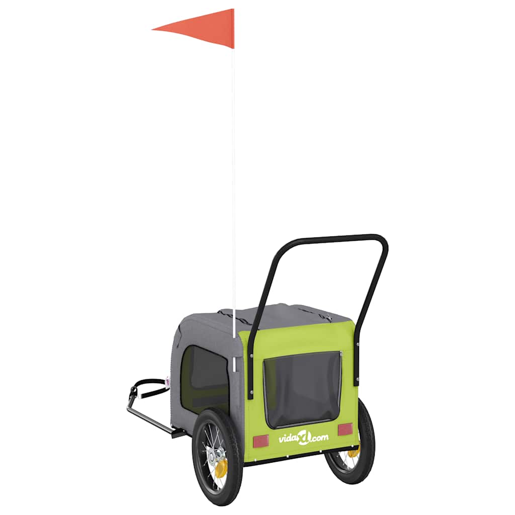 Rimorchio per bicicletta per animali domestici Verde e grigio