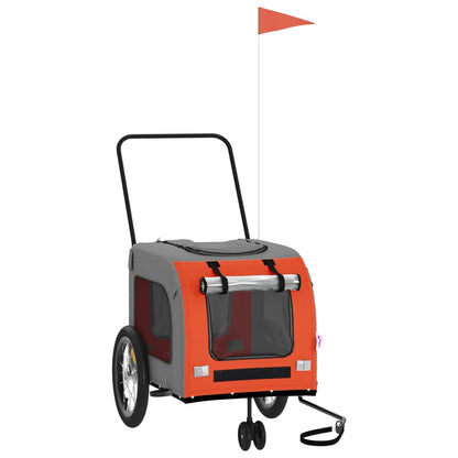 Rimorchio da Bici per Animali Arancione e Grigio Oxford e Ferro - homemem39