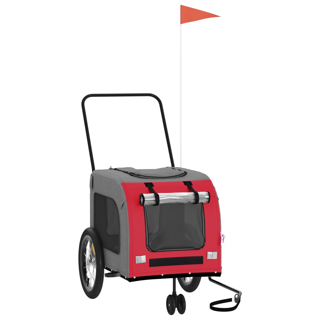 Rimorchio da Bici per Animali Rosso e Grigio Oxford e Ferro - homemem39