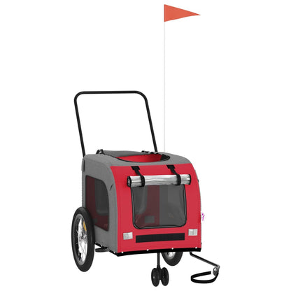 Rimorchio da Bici per Animali Rosso e Grigio Oxford e Ferro - homemem39