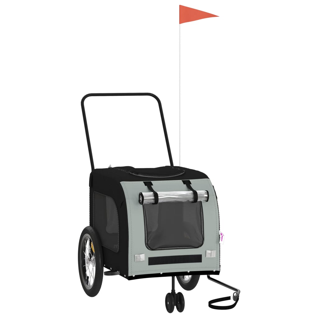 Rimorchio da Bici per Animali Nero e Grigio Oxford e Ferro - homemem39