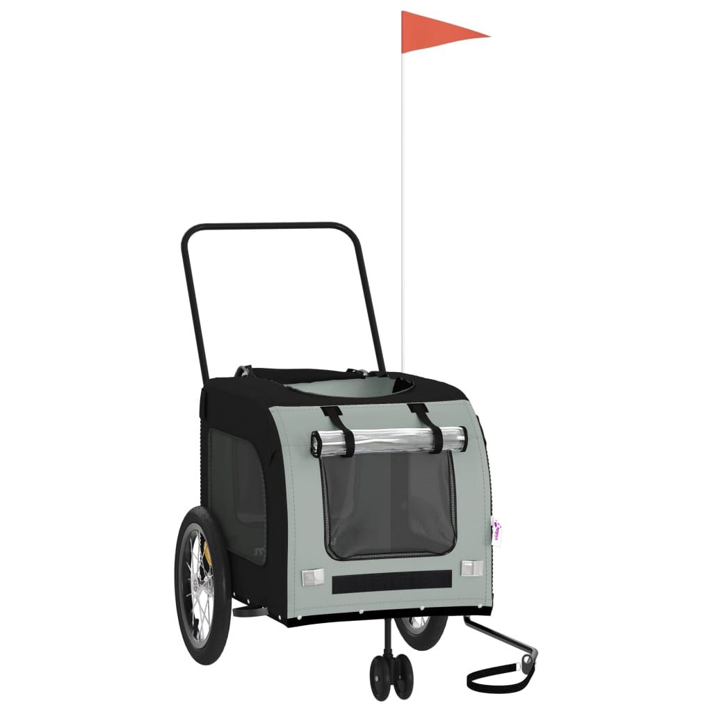 Rimorchio da Bici per Animali Nero e Grigio Oxford e Ferro - homemem39